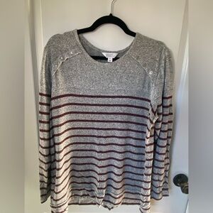 Market & Spruce Gloria Button Detail Brushed Knit Top